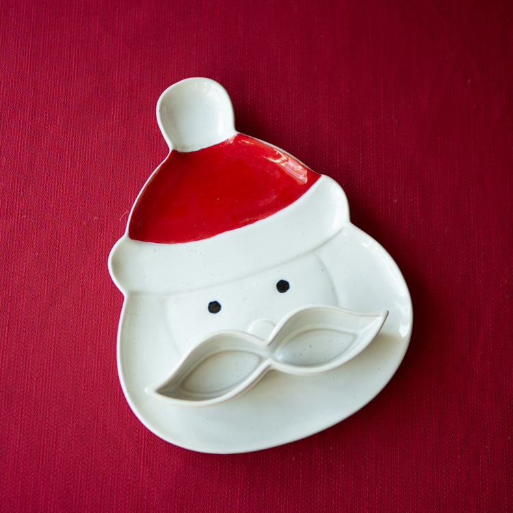 2-Piece Stoneware Santa Platter